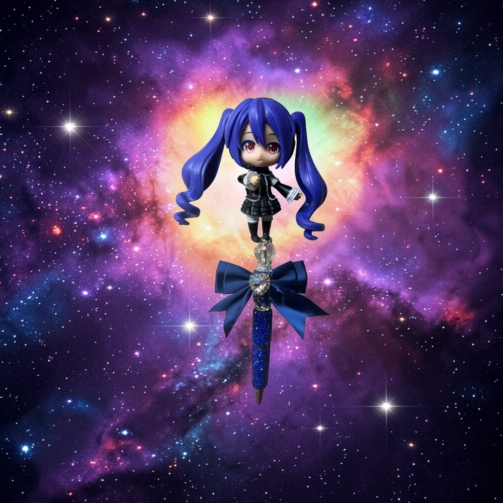Anime Character Pen with Blue Bow